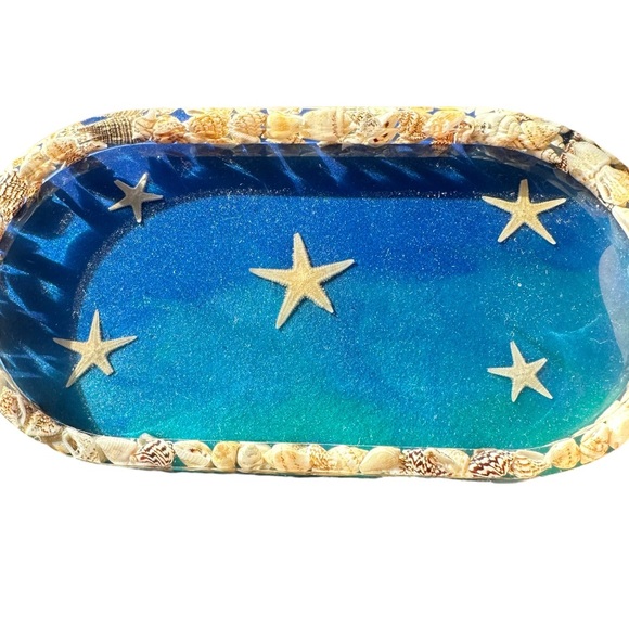 Beach Ocean Sea Shell Starfish Resin Tray - Picture 2 of 4